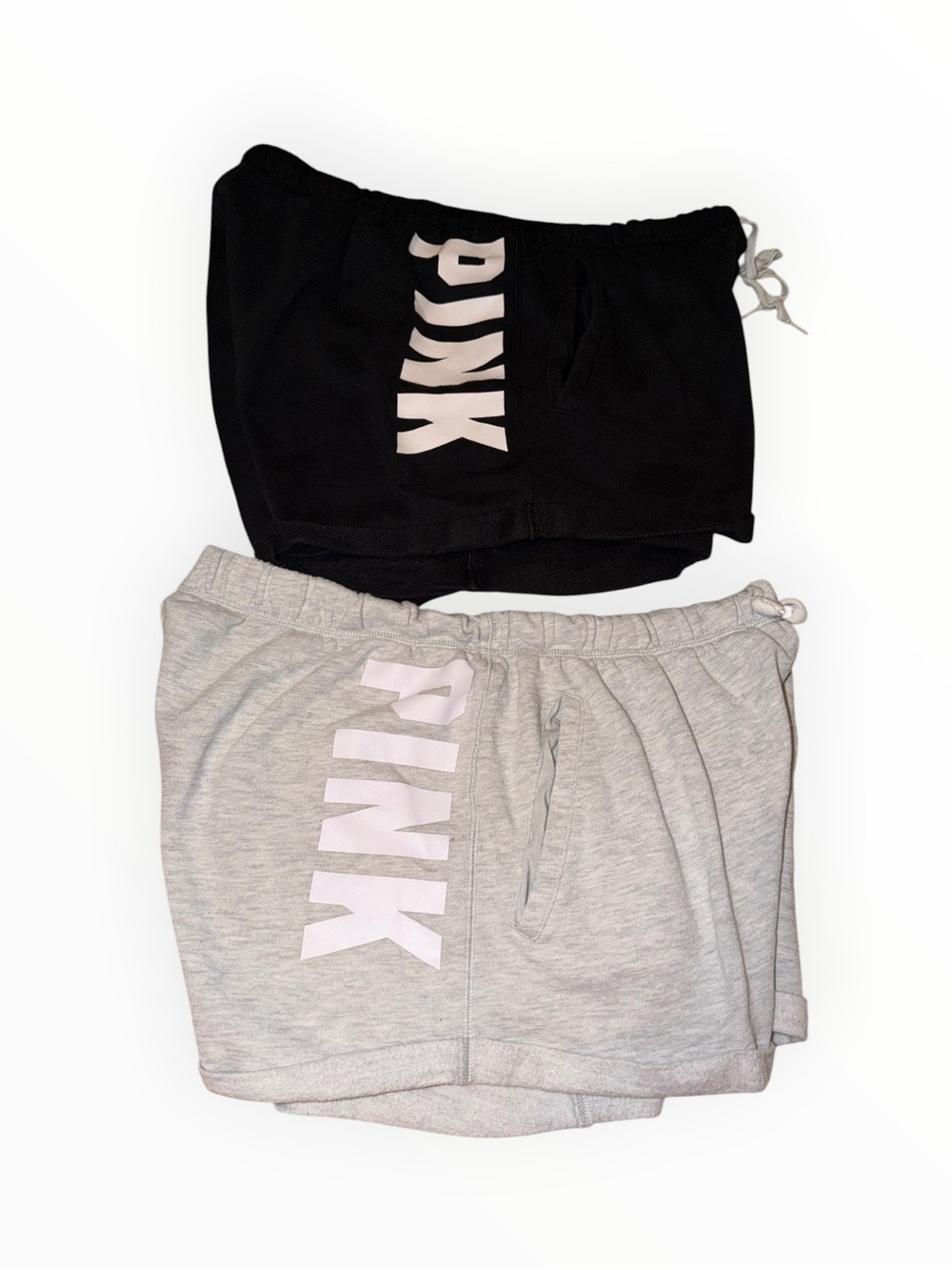 Victoria's Secret PINK Lounge Shorts Bundle- Black and Heather Gray 2pc set